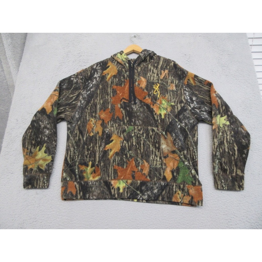 Browning Camo Fleece Hoodie Men L Hunting Outdoor Gorpcore Utility Tactical